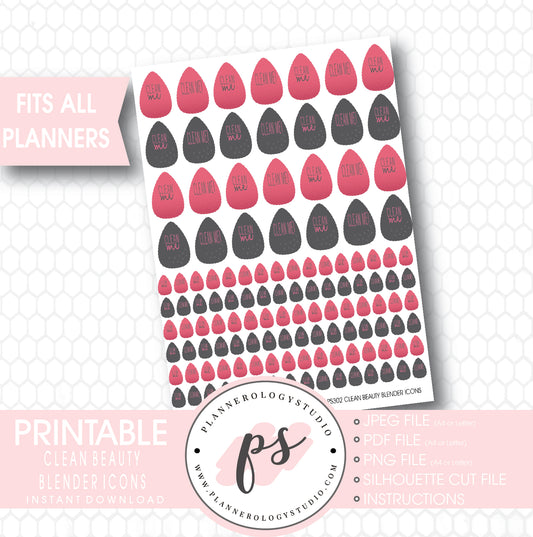 Clean Beauty Blender Makeup Sponge Icons Digital Printable Planner Stickers - Plannerologystudio