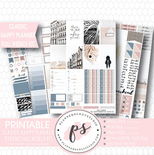 Serene Stock Photography Full Weekly Kit Digital Printable Planner Stickers (for use with Classic Happy Planner) - Plannerologystudio