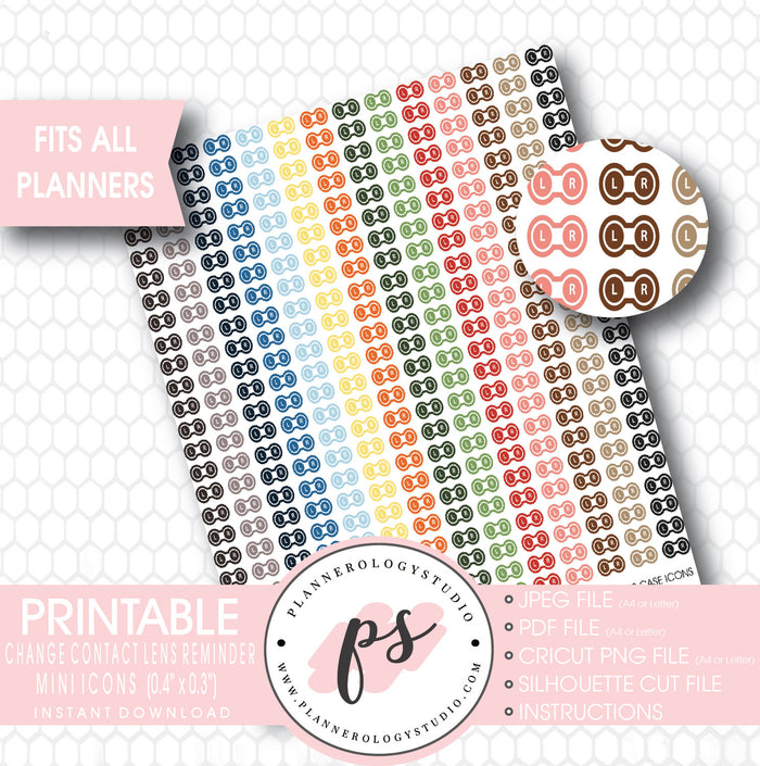 Contact Lens Case (Change Contact Lens Reminder) Icon Printable Planner Stickers - Plannerologystudio