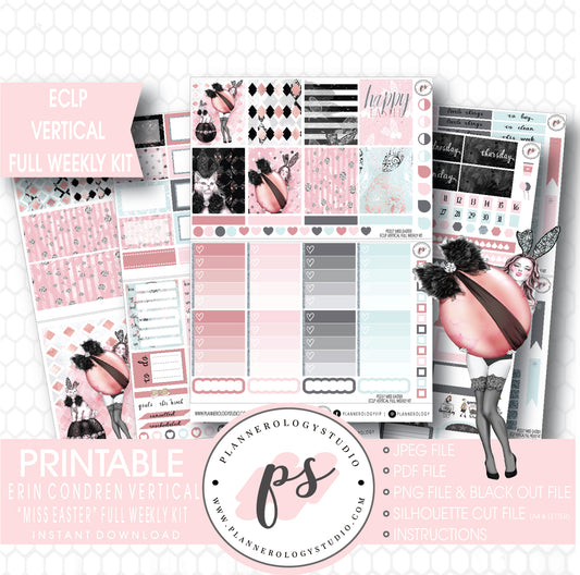 Miss Easter Full Weekly Kit Printable Planner Stickers (for use with ECLP Vertical) - Plannerologystudio