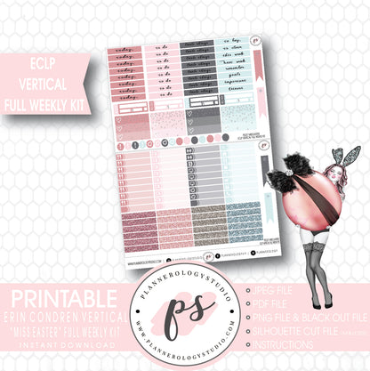 Miss Easter Full Weekly Kit Printable Planner Stickers (for use with ECLP Vertical) - Plannerologystudio