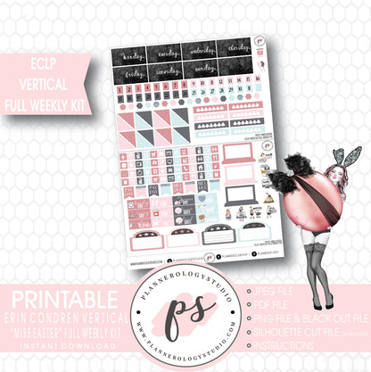 Miss Easter Full Weekly Kit Printable Planner Stickers (for use with ECLP Vertical) - Plannerologystudio