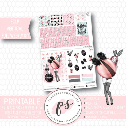 Miss Easter Full Weekly Kit Printable Planner Stickers (for use with ECLP Vertical) - Plannerologystudio