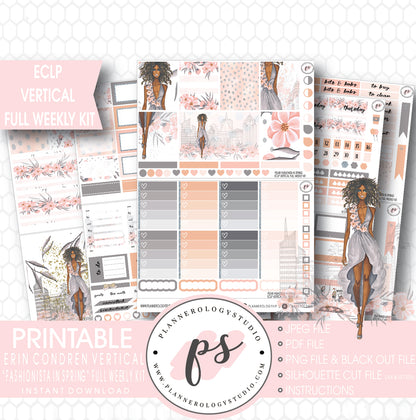 Fashionista in Spring Full Weekly Kit Printable Planner Stickers (for use with ECLP Vertical) - Plannerologystudio
