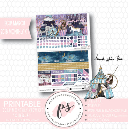 Cirque March 2018 Monthly View Kit Digital Printable Planner Stickers (for use with Erin Condren) - Plannerologystudio