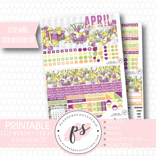 Blooming Easter April 2018 Monthly View Kit Digital Printable Planner Stickers (for use with Erin Condren) - Plannerologystudio