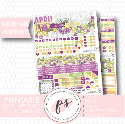Blooming Easter April 2018 Monthly View Kit Digital Printable Planner Stickers (for use with Classic Happy Planner) - Plannerologystudio