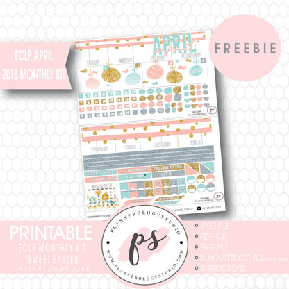 Sweet Easter ECLP Erin Condren April 2018 Monthly Kit Digital Printable Planner Stickers (PDF/JPG/PNG/Silhouette Cut File Freebie) - Plannerologystudio