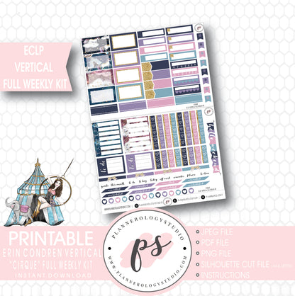 Cirque Full Weekly Kit Printable Planner Stickers (for use with ECLP Vertical) - Plannerologystudio