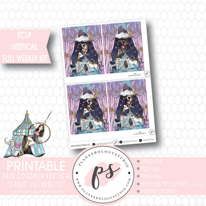 Cirque Full Weekly Kit Printable Planner Stickers (for use with ECLP Vertical) - Plannerologystudio