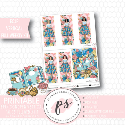 Alice Full Weekly Kit Printable Planner Stickers (for use with ECLP Vertical) - Plannerologystudio