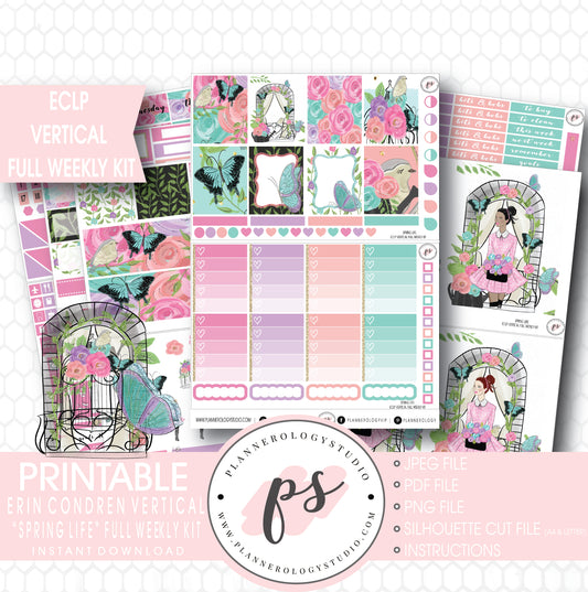Spring Life Full Weekly Kit Printable Planner Stickers (for use with ECLP Vertical) - Plannerologystudio