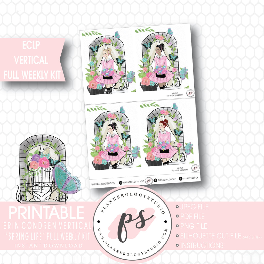 Spring Life Full Weekly Kit Printable Planner Stickers (for use with ECLP Vertical) - Plannerologystudio