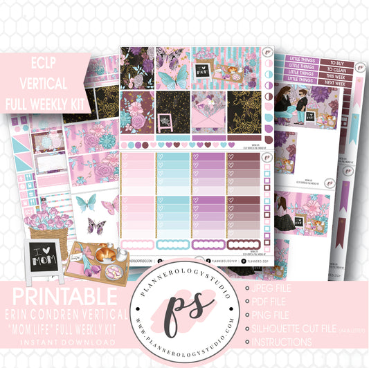 Mom Life (Mother's Day) Full Weekly Kit Printable Planner Stickers (for use with ECLP Vertical) - Plannerologystudio
