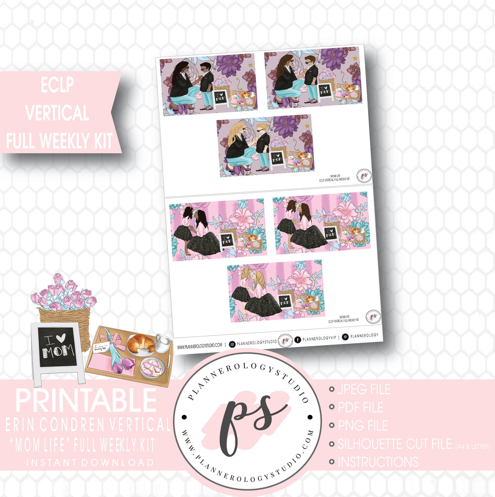 Mom Life (Mother's Day) Full Weekly Kit Printable Planner Stickers (for use with ECLP Vertical) - Plannerologystudio