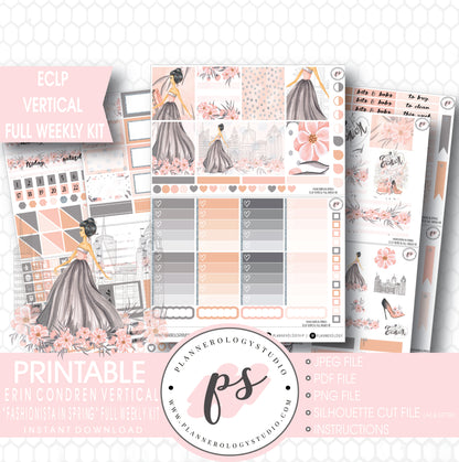 Fashionista in Spring Full Weekly Kit Printable Planner Stickers (for use with ECLP Vertical) - Plannerologystudio