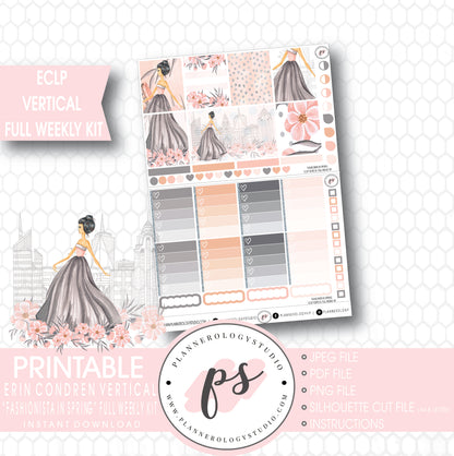 Fashionista in Spring Full Weekly Kit Printable Planner Stickers (for use with ECLP Vertical) - Plannerologystudio