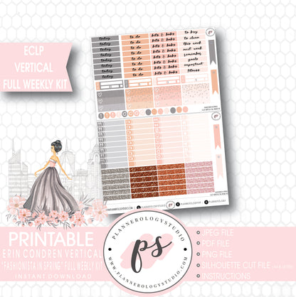 Fashionista in Spring Full Weekly Kit Printable Planner Stickers (for use with ECLP Vertical) - Plannerologystudio