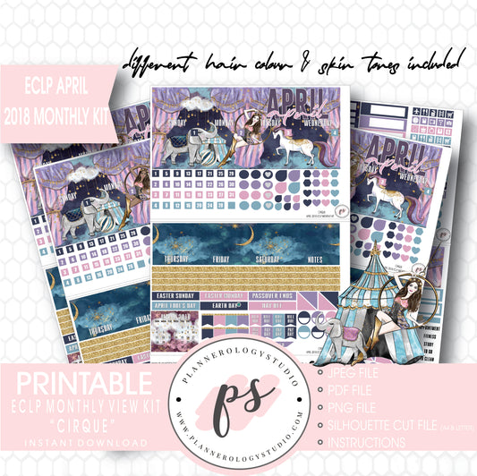 Cirque April 2018 Monthly View Kit Digital Printable Planner Stickers (for use with Erin Condren) - Plannerologystudio