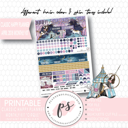 Cirque April 2018 Monthly View Kit Digital Printable Planner Stickers (for use with Classic Happy Planner) - Plannerologystudio