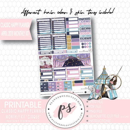 Cirque April 2018 Monthly View Kit Digital Printable Planner Stickers (for use with Classic Happy Planner) - Plannerologystudio