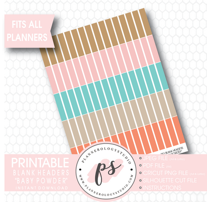 "Baby Powder" Blank Header Printable Planner Stickers - Plannerologystudio