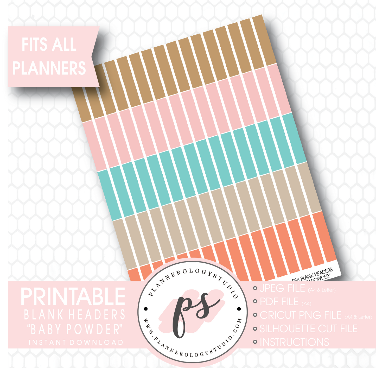 "Baby Powder" Blank Header Printable Planner Stickers - Plannerologystudio