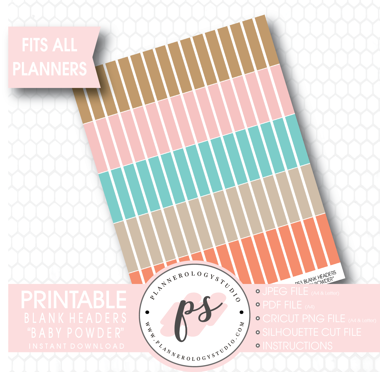 "Baby Powder" Blank Header Printable Planner Stickers - Plannerologystudio