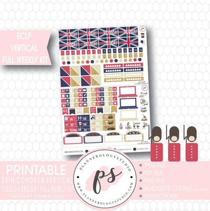 Hello London Full Weekly Kit Printable Planner Stickers (for use with ECLP Vertical) - Plannerologystudio