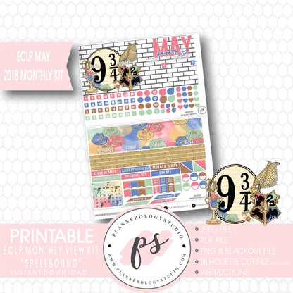 Spellbound (Harry Potter) May 2018 Monthly View Kit Digital Printable Planner Stickers (for use with Erin Condren) - Plannerologystudio