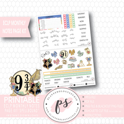 Spellbound (Harry Potter) Monthly Notes Page Kit Digital Printable Planner Stickers (for use with ECLP) - Plannerologystudio