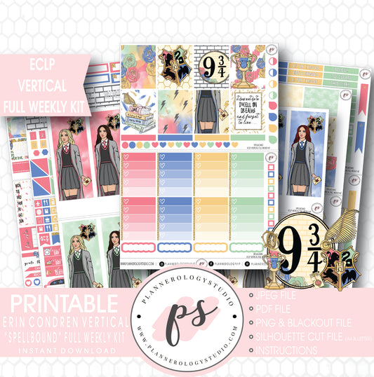 Spellbound (Harry Potter) Full Weekly Kit Printable Planner Stickers (for use with ECLP Vertical) - Plannerologystudio