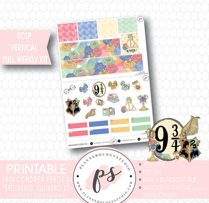 Spellbound (Harry Potter) Full Weekly Kit Printable Planner Stickers (for use with ECLP Vertical) - Plannerologystudio