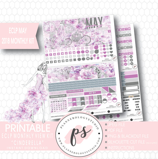 Cinderella May 2018 Monthly View Kit Digital Printable Planner Stickers (for use with Erin Condren) - Plannerologystudio