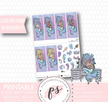 Mer-May May 2018 Monthly View Kit Digital Printable Planner Stickers (for use with Classic Happy Planner) - Plannerologystudio
