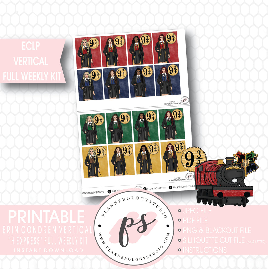H Express (Harry Potter) Full Weekly Kit Printable Planner Stickers (for use with ECLP Vertical) - Plannerologystudio