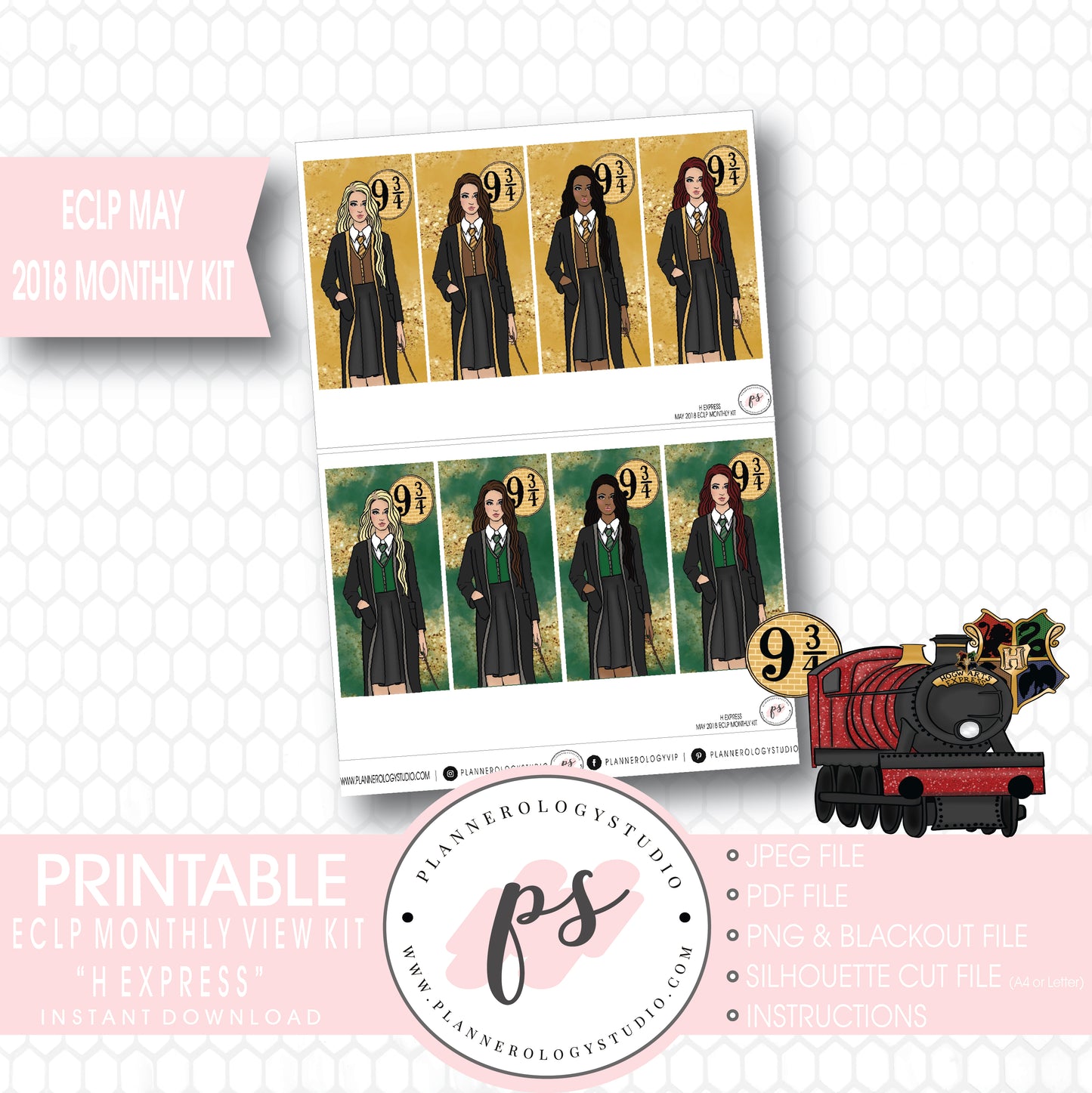 H Express (Harry Potter) May 2018 Monthly View Kit Digital Printable Planner Stickers (for use with Erin Condren) - Plannerologystudio