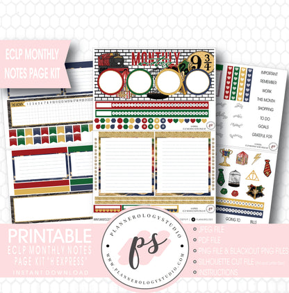 H Express (Harry Potter) Monthly Notes Page Kit Digital Printable Planner Stickers (for use with ECLP) - Plannerologystudio