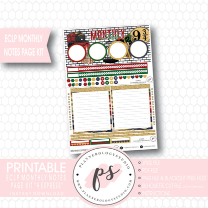 H Express (Harry Potter) Monthly Notes Page Kit Digital Printable Planner Stickers (for use with ECLP) - Plannerologystudio