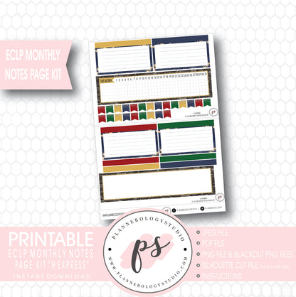 H Express (Harry Potter) Monthly Notes Page Kit Digital Printable Planner Stickers (for use with ECLP) - Plannerologystudio