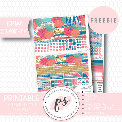 Festival ECLP Erin Condren May 2018 Monthly Kit Digital Printable Planner Stickers (PDF/JPG/PNG/Silhouette Cut File Freebie) - Plannerologystudio