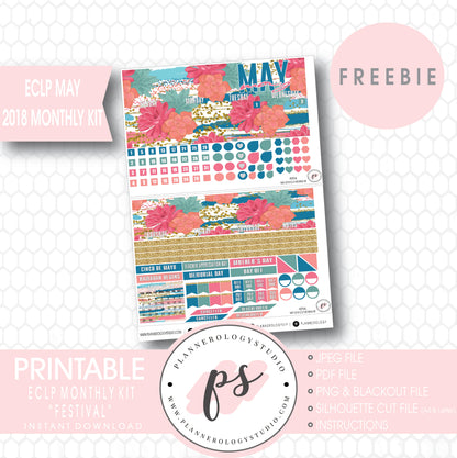 Festival ECLP Erin Condren May 2018 Monthly Kit Digital Printable Planner Stickers (PDF/JPG/PNG/Silhouette Cut File Freebie) - Plannerologystudio