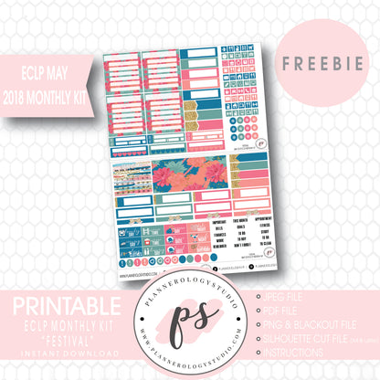 Festival ECLP Erin Condren May 2018 Monthly Kit Digital Printable Planner Stickers (PDF/JPG/PNG/Silhouette Cut File Freebie) - Plannerologystudio