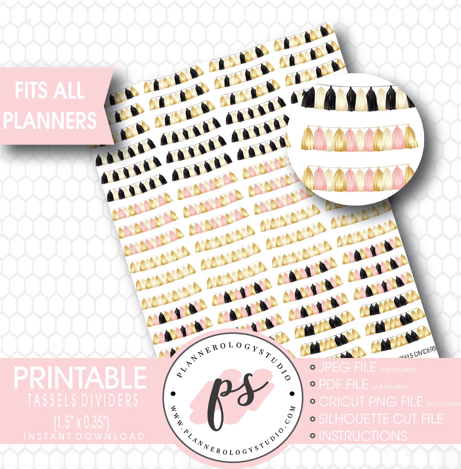 Tassel & Party Garland Dividers Printable Planner Stickers - Plannerologystudio