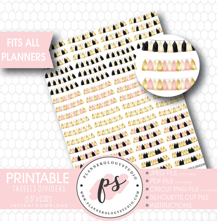 Tassel & Party Garland Dividers Printable Planner Stickers - Plannerologystudio
