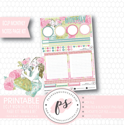 Mama & Me (Mother's Day) Monthly Notes Page Kit Digital Printable Planner Stickers (for use with ECLP) - Plannerologystudio