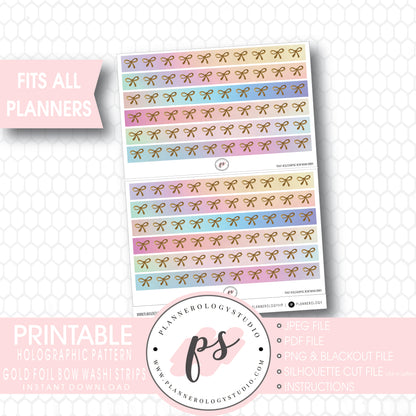 Holographic Pattern Bow Icon Washi Strip Digital Printable Planner Stickers - Plannerologystudio