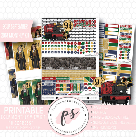 H Express (Harry Potter) September 2018 Monthly View Kit Digital Printable Planner Stickers (for use with Erin Condren) - Plannerologystudio