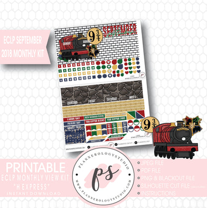 H Express (Harry Potter) September 2018 Monthly View Kit Digital Printable Planner Stickers (for use with Erin Condren) - Plannerologystudio