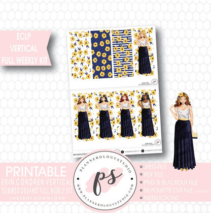 Summer Dreams Full Weekly Kit Printable Planner Stickers (for use with ECLP Vertical) - Plannerologystudio